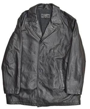 Colebrook Men's XXL Black 100% Genuine Leather Button Front Coat Jacket